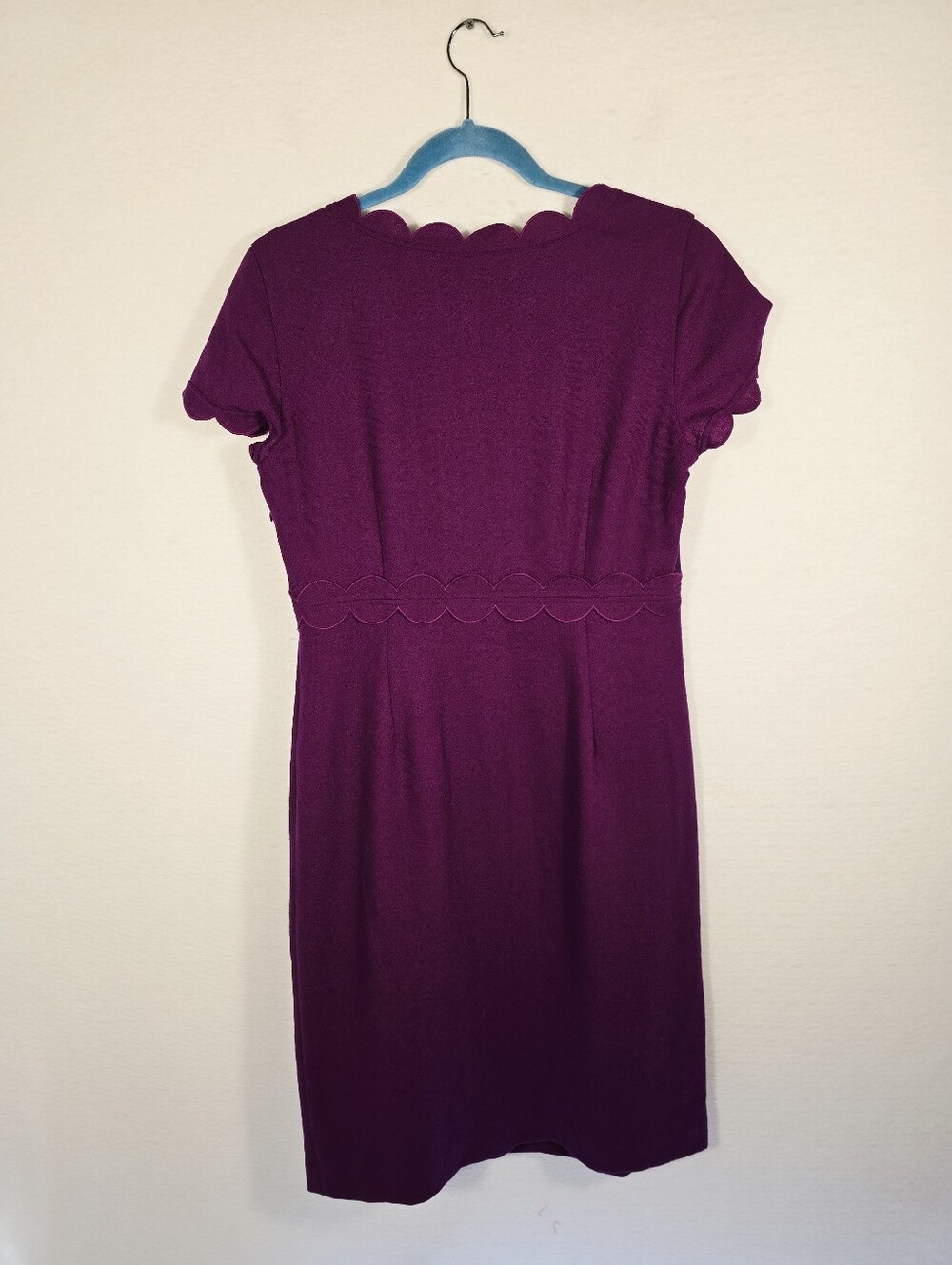 Boden Wool Fushia Scalloped Details Fall/autumn S SleeveSheath Dress Ladies Sz 8 - Picture 11 of 11